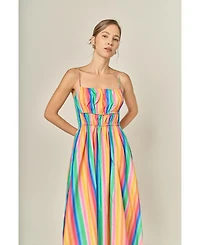 English Factory Women's Rainbow Stripe Sleveless Maxi Dress