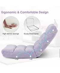 Gouun 14-Position Adjustable Floor Chair with Velvet Cushion and Foldable Design