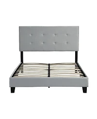 Lucky One Queen Size Upholstered Platform Bed Frame with pull point Tufted Headboard