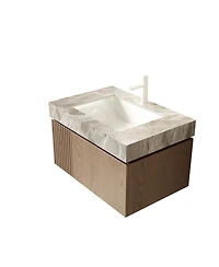 Sillysis Inch Italian Wall Mount Bathroom Vanity with Sintered Stone Countertop, Ceramic Sink, Soft Close Cabinet