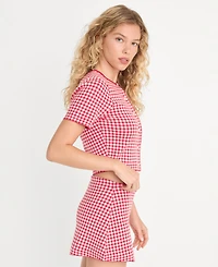 Good American Women's Cropped Short-Sleeve Cardigan Sweater, Created for Macy's