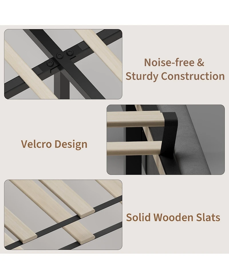 Homfan Bed Frame with Adjustable Headboard