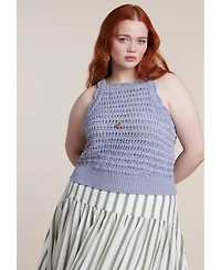 Eloquii Women's Open Stitch Racer Tank