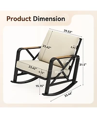 Tribesigns Outdoor Rocking Chair with Cushions, Patio Steel Frame and Olefin Fabric Seat
