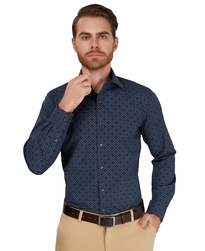 Alfani Men's Slim-Fit Geometric Print Dress Shirt, Macy's Exclusive
