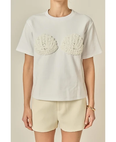 English Factory Women's Pearl Seashell T-Shirt