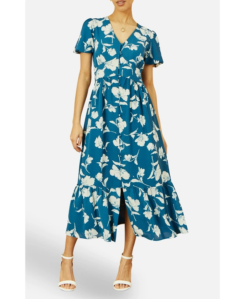 Yumi Women's Floral Button Down Midi Dress