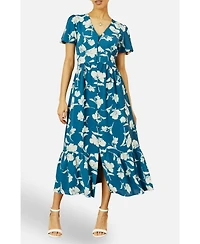 Yumi Women's Floral Button Down Midi Dress