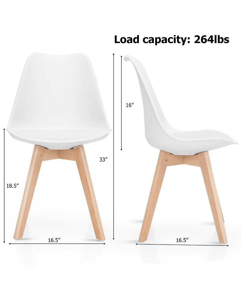 Gouun Mid-Century Modern Dining Chairs Set of 4 with Pu Cushion and Beech Wood Legs, 21.5x19x33 in