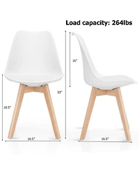 Gouun Mid-Century Modern Dining Chairs Set of 4 with Pu Cushion and Beech Wood Legs, 21.5x19x33 in
