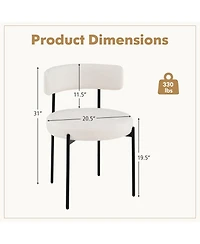 Gouun Boucle Dining Chairs Set of 4 with Curved Backrest and Metal Legs, 20.5x20.5x31 in