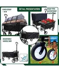 Mondawe 360lbs Collapsible Storage Wagon Utility Carts with Strapping System, 3-Piece Liner