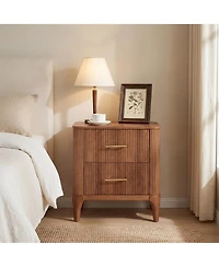 Tribesigns Wood Nightstand with 2-Drawers, Modern End Tables, Bedside Table, Walnut