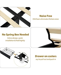Homfan Upholstered Bed Frame with 2 Storage Drawers
