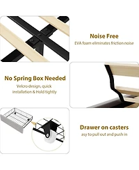 Homfan Upholstered Bed Frame with 2 Storage Drawers
