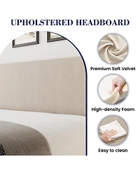 Homfan elvet Upholstered Bed Frame with Wingback Headboard