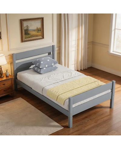 Sailvan Rubber Wood Platform Bed Frame with Headboard and Footboard, Space-Saving Design