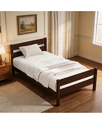 Sailvan Rubber Wood Platform Bed Frame with Headboard and Footboard, Space-Saving Design