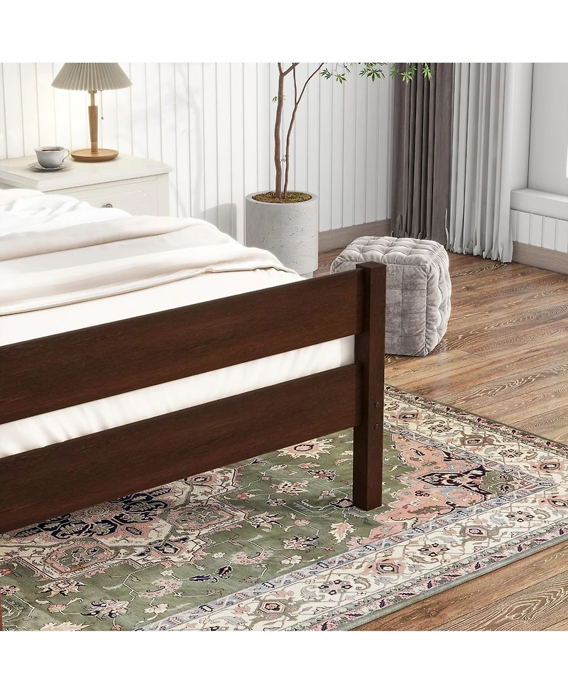 Sailvan Rubber Wood Platform Bed Frame with Headboard and Footboard, Space-Saving Design