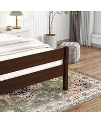 Sailvan Rubber Wood Platform Bed Frame with Headboard and Footboard, Space-Saving Design