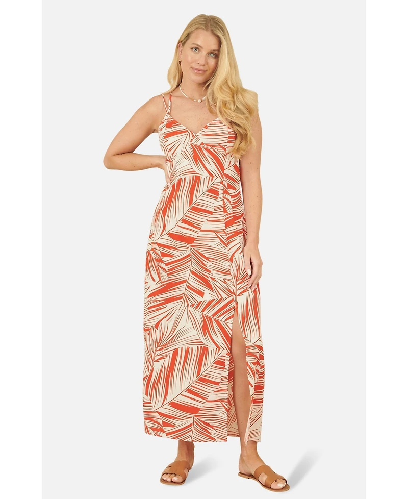 Yumi Women's Sleeveless V-Neck Cross Back Maxi Dress