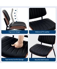 gaomon Dining Chairs Set of 2, Modern Pu Leather Upholstered Accent Chairs with Striped Design