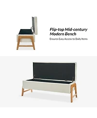 Hulala Home Mid-century Modern Lydia Storage Bench with Solid Wood Legs