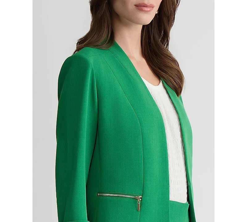 Kasper Women's Zip-Pocket 3/4-Sleeve Blazer, Regular & Petite