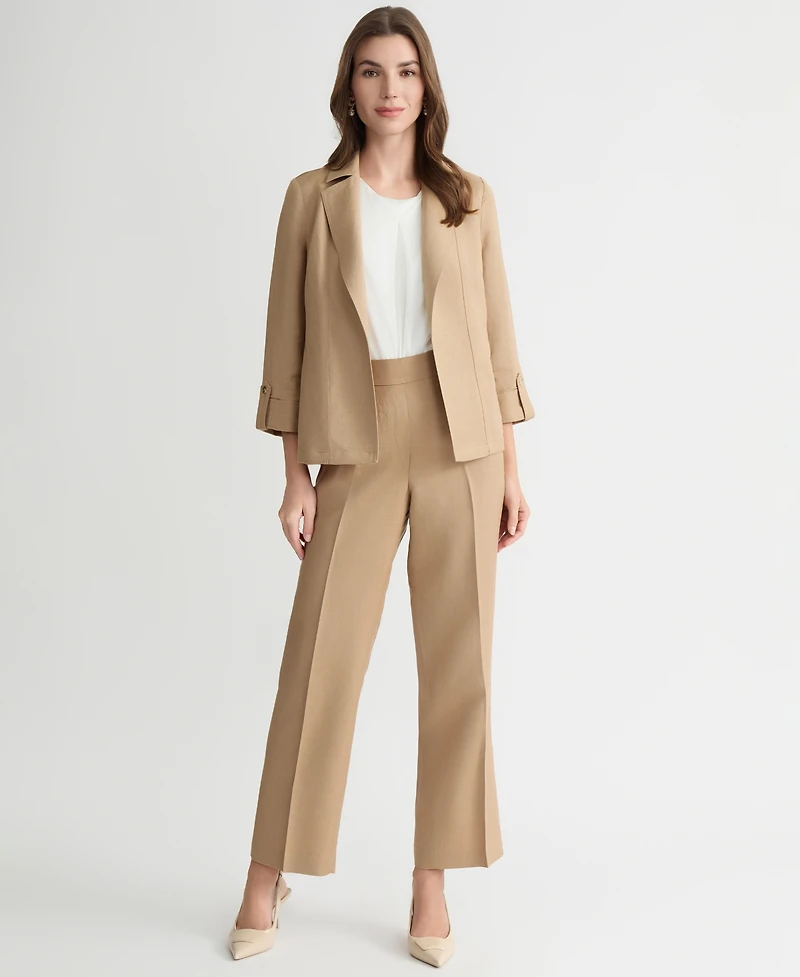 Kasper Women's Linen Blend Open-Front Cuffed Blazer, Regular & Petite