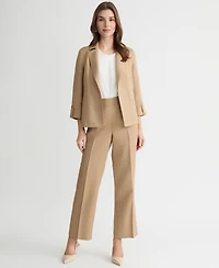 Kasper Women's Linen Blend Open-Front Cuffed Blazer, Regular & Petite