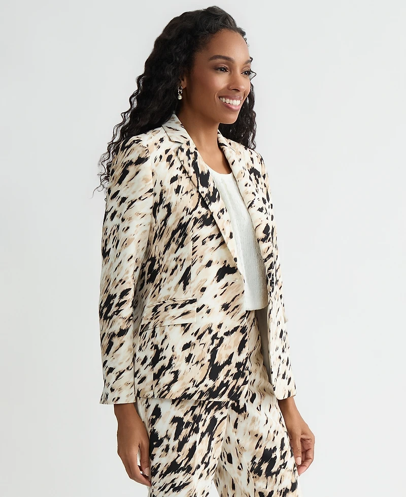 Kasper Women's Animal-Print One-Button Blazer