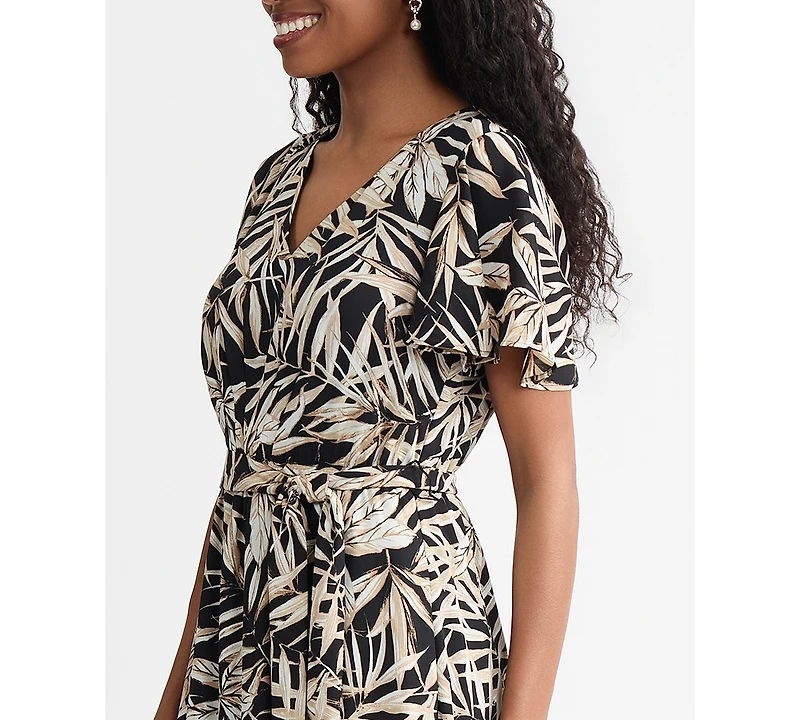 Kasper Women's V-Neck Flutter-Sleeve Midi Dress