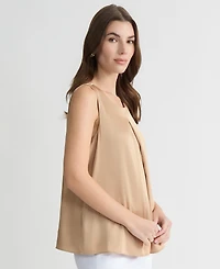 Kasper Women's Sleeveless Pleated Satin Top, Regular & Petite
