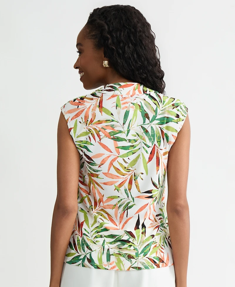 Kasper Women's Printed Sleeveless Cowl-Neck Top