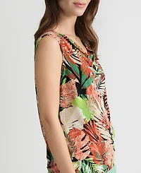 Kasper Women's Printed Sleeveless Cowl-Neck Top