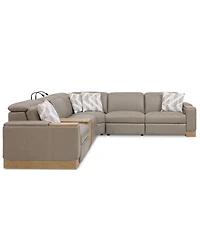 Maxyne 6-Pc. Leather 3 Power L Sectional with Console