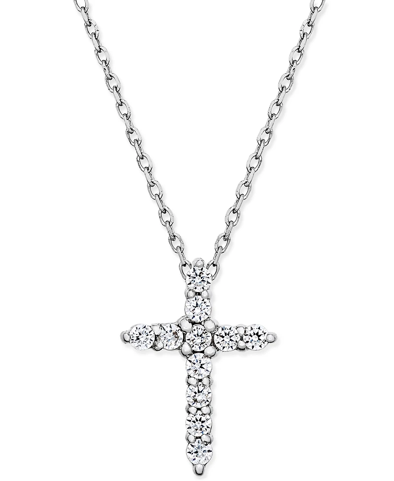 Diamond Cross Pendant Necklace (1/4 ct. t.w.) in 14k White Gold