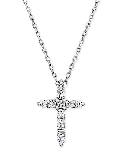 Diamond Cross Pendant Necklace (1/4 ct. t.w.) in 14k White Gold