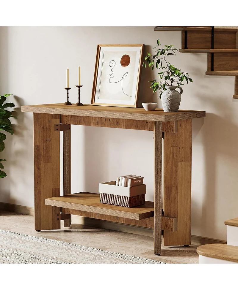 Tribesigns 41 Inches Rustic Sofa Console Table with Storage Shelf, 2-Tier