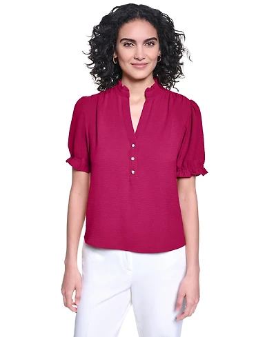 Karl Lagerfeld Paris Women's V-Neck Short-Sleeve Top