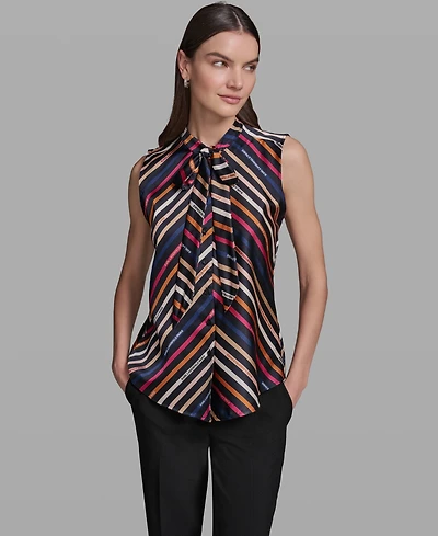 Karl Lagerfeld Paris Women's Tie V-Neck Sleeveless Top