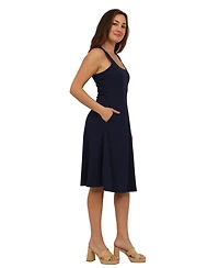 24seven Comfort Apparel Women's Ribbed Knit Sleeveless Midi Dress