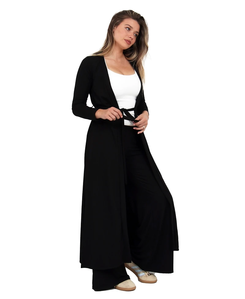 24seven Comfort Apparel Women's Long-Sleeve Jacket and Wide-Leg Pant Set