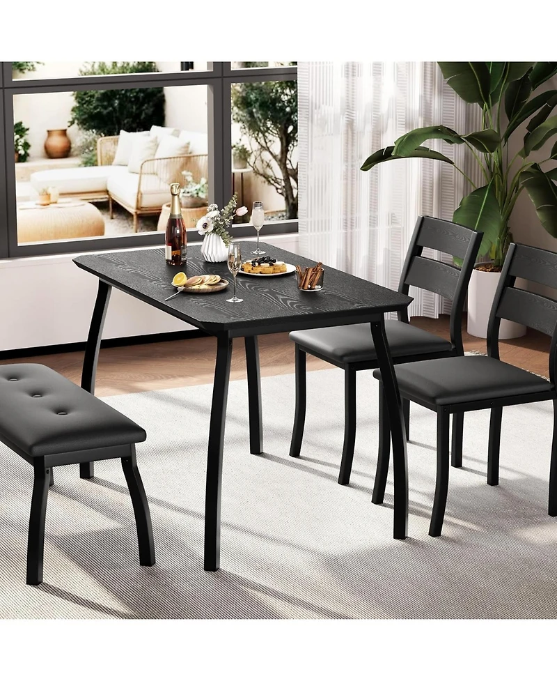 gaomon 4-Piece Farmhouse Dining Set with 2 Chairs and Bench for Small Spaces