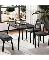 gaomon 4-Piece Farmhouse Dining Set with 2 Chairs and Bench for Small Spaces