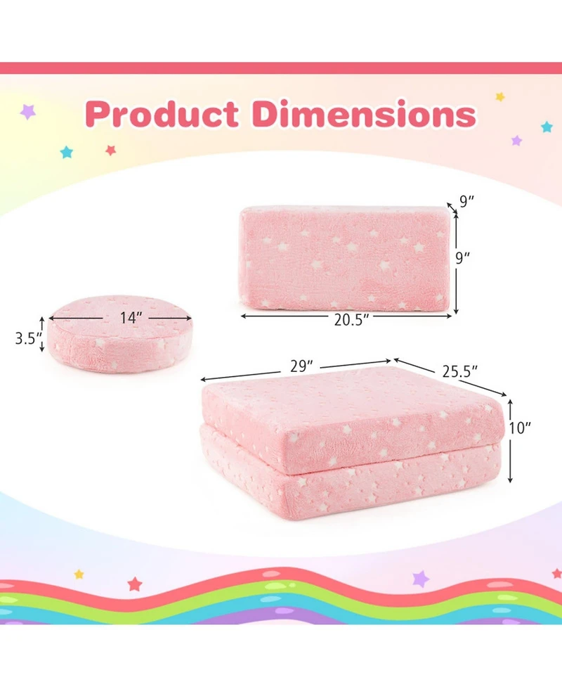 Gouun Glow-in-the-Dark Modular Play Couch Set for Kids with Handles