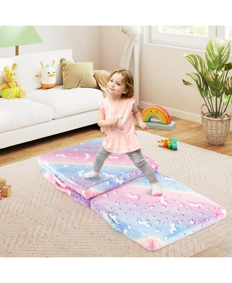 Gouun Tri-Fold Kids Sleeping Pad with Glow-in-the-Dark Cover
