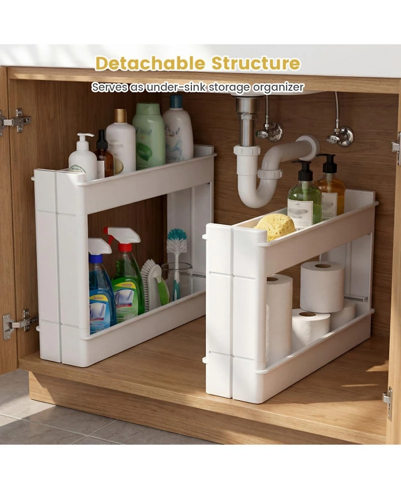 Gouun 4-Tier Multifunctional Slim Pp Storage Trolley with Ventilated Trays