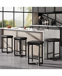 gaomon 24.6" Counter Stools Set of 4, Pu Leather Backless X-Frame