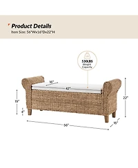 Hulala Home Anesty Upholstered Flip Top Storage Bench with Solid Wood Legs and Segmented Pockets